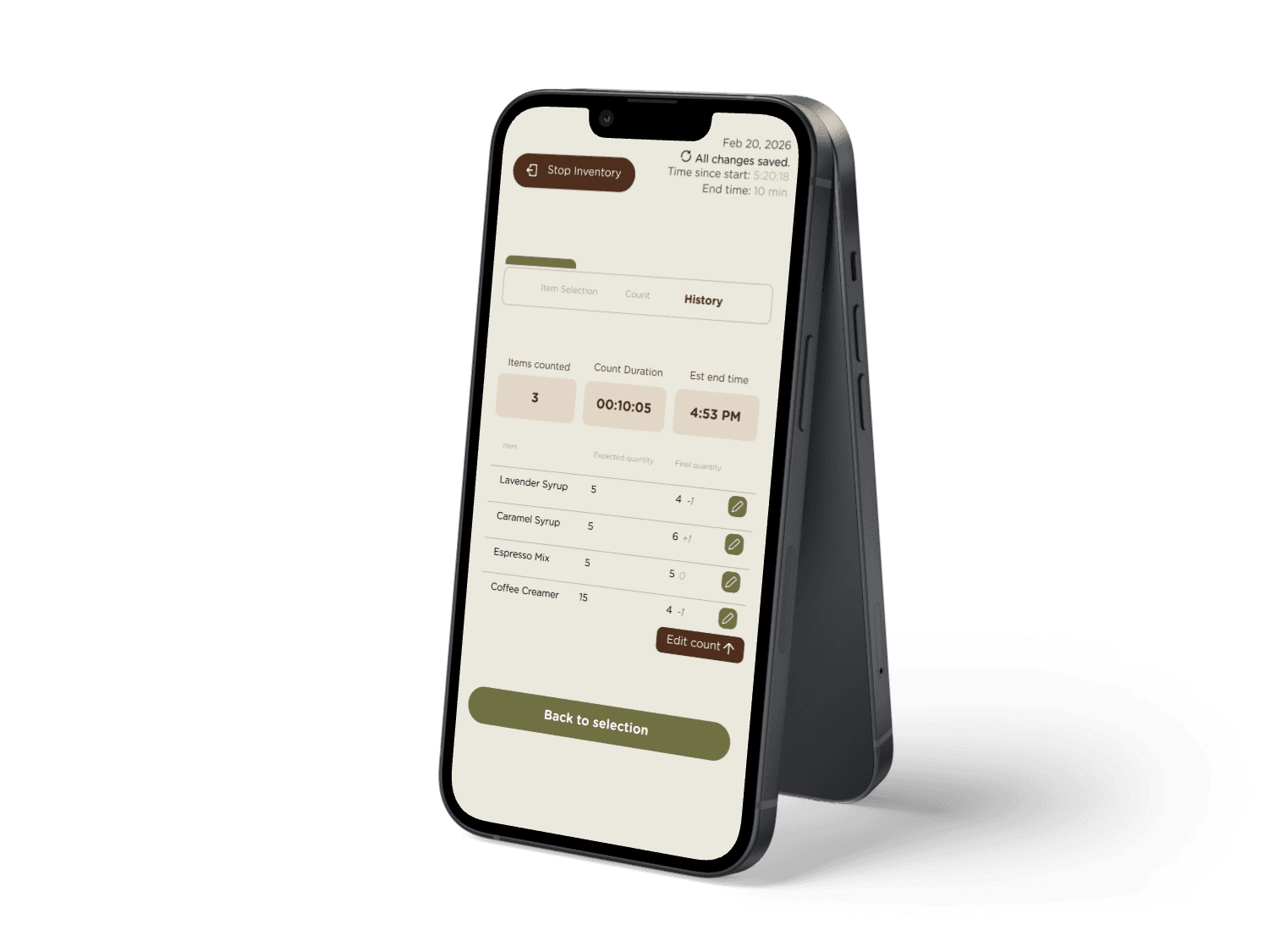 Fearless Inventory app mockup